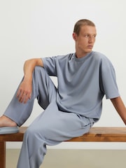 Blau - River Island Oversized Waffle T-Shirt - Bild 3 von 4