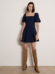 Azul - Vestido mini fruncido ajustado y acampanado Apricot - Imagen 2 de 5