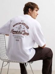 River Island White Oversized Boxy Fit Applique T-Shirt - Image 1 of 4