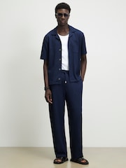River Island Blue Regular Fit Textured Revere Shirt - Image 2 of 4