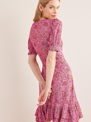 Boden Pink Ruffle Wrap Jersey Mini Dress - Image 2 of 6