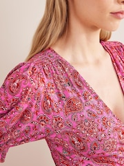 Boden Pink Ruffle Wrap Jersey Mini Dress - Image 5 of 6