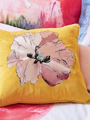 Ted Baker Gold Art Floral 100% Cotton Cushion - Image 1 of 5
