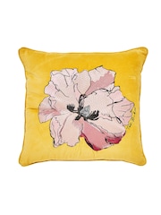 Ted Baker Gold Art Floral 100% Cotton Cushion - Image 5 of 5