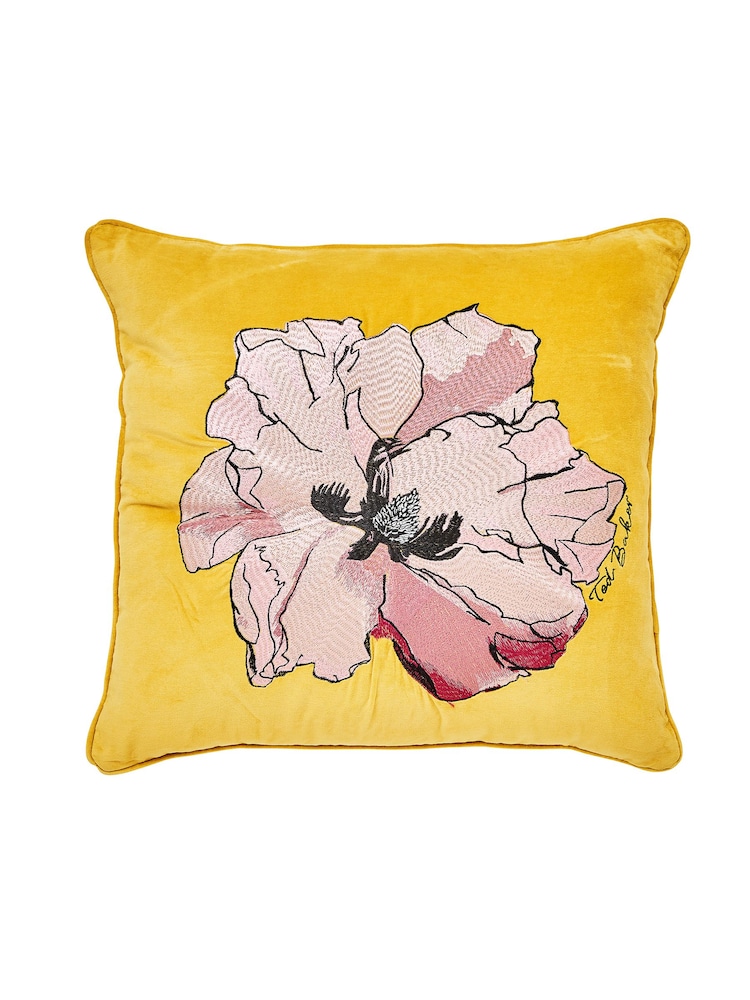 Ted Baker Gold Art Floral 100% Cotton Cushion - Image 5 of 5 Ted Baker Gold Art Floral 100% Cotton Cushion - Image 5 of 5