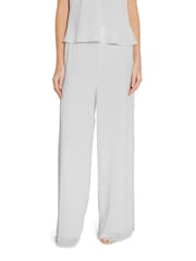 Gina Bacconi Silver Chiffon Layered Trousers With Slits - Image 1 of 4