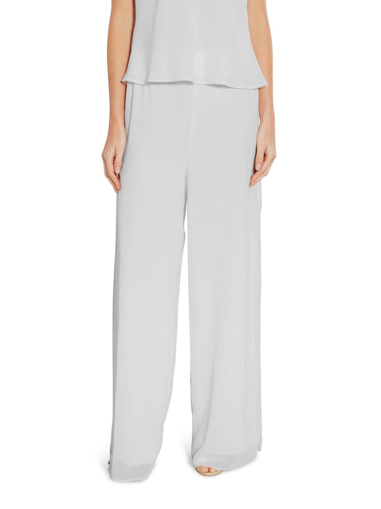 Gina Bacconi Silver Chiffon Layered Trousers With Slits - Image 1 of 4