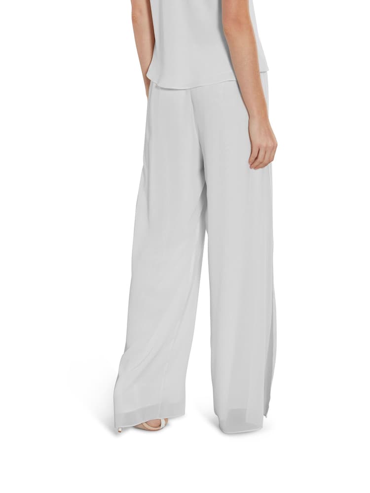 Gina Bacconi Silver Chiffon Layered Trousers With Slits - Image 2 of 4