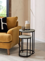 Grey Bronx Oak Effect Round Set of 2 Nest of Tables - Image 1 of 9