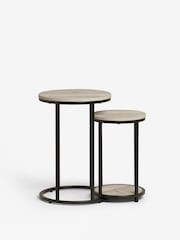 Grey Bronx Oak Effect Round Set of 2 Nest of Tables - Image 4 of 9