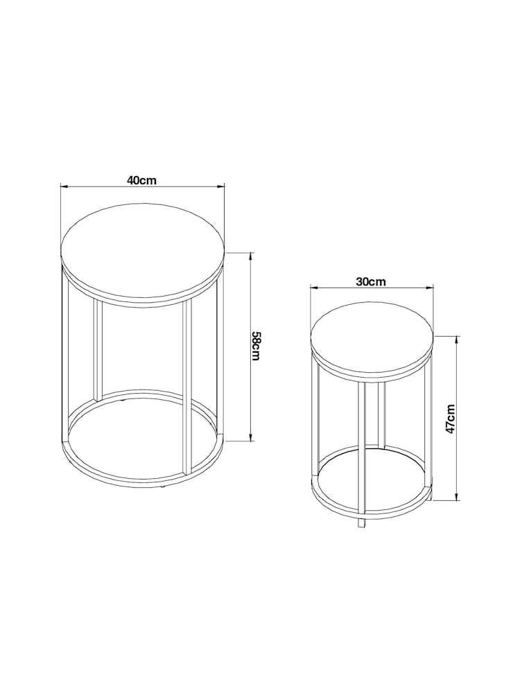 Grey Bronx Oak Effect Round Set of 2 Nest of Tables - Image 9 of 9