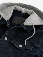 Blue Denim Jacket with Grey Jersey Hood - Image 11 of 13