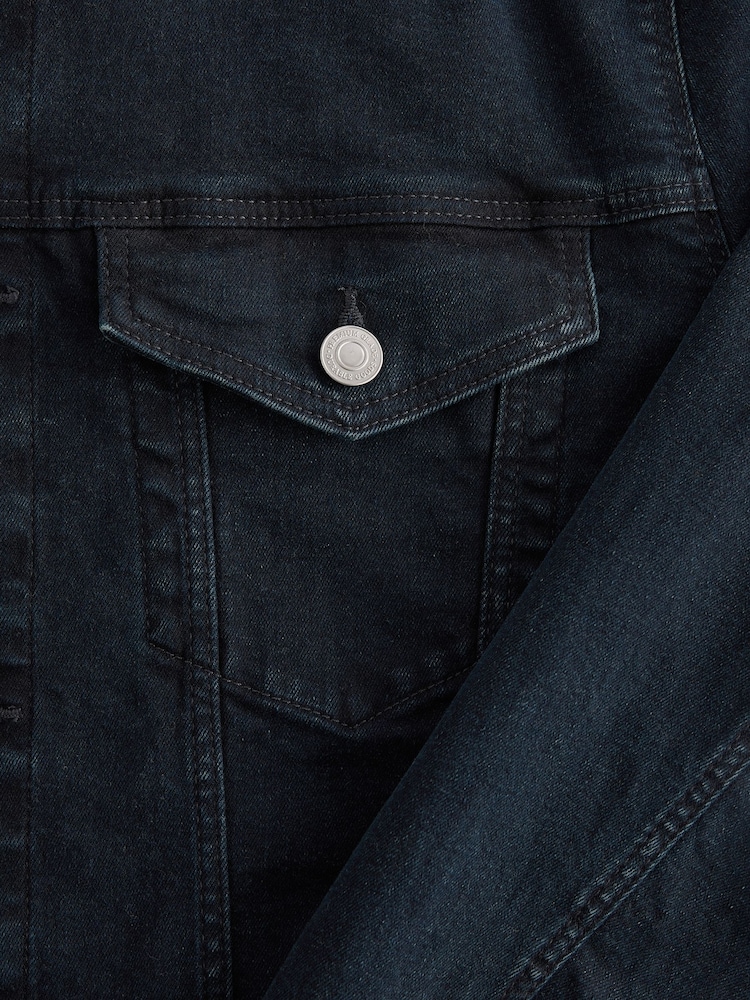 Blue Denim Jacket with Grey Jersey Hood - Image 12 of 13