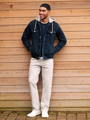 Blue Denim Jacket with Grey Jersey Hood - Image 2 of 13