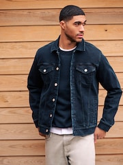 Blue Denim Jacket with Grey Jersey Hood - Image 3 of 13