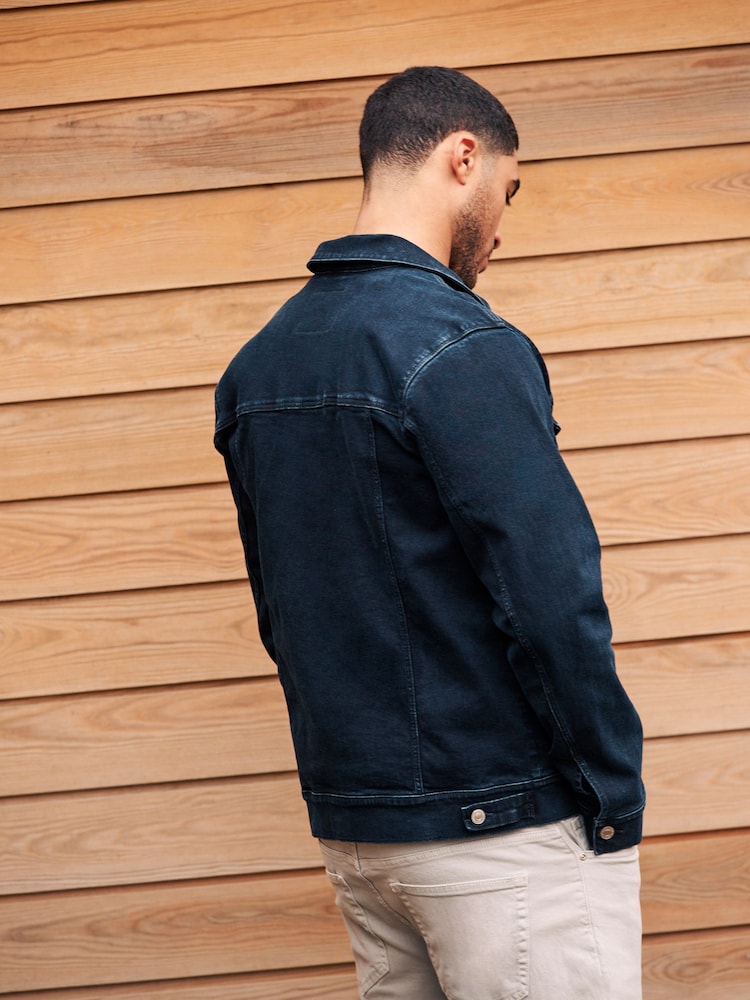 Blue Denim Jacket with Grey Jersey Hood - Image 4 of 13