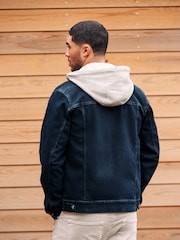 Blue Denim Jacket with Grey Jersey Hood - Image 5 of 13