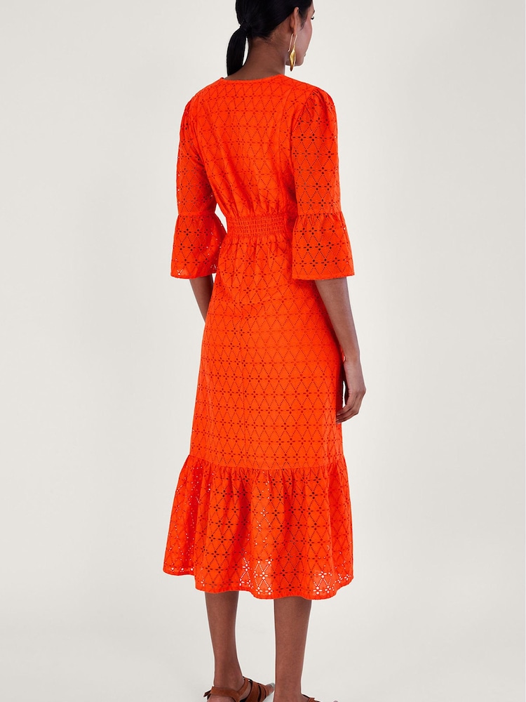 Monsoon Orange Broderie Dress - Image 2 of 5