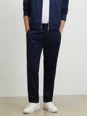 River Island Blue Slim Fit Stretch Textured Smart Trousers - Image 3 of 4