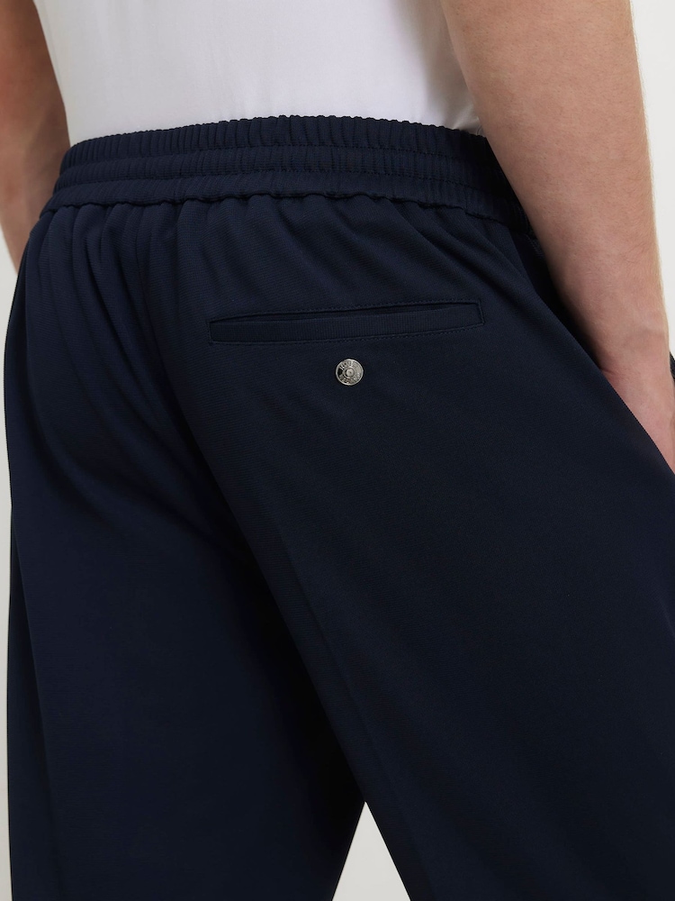 River Island Blue Slim Fit Stretch Textured Smart Trousers - Image 4 of 4