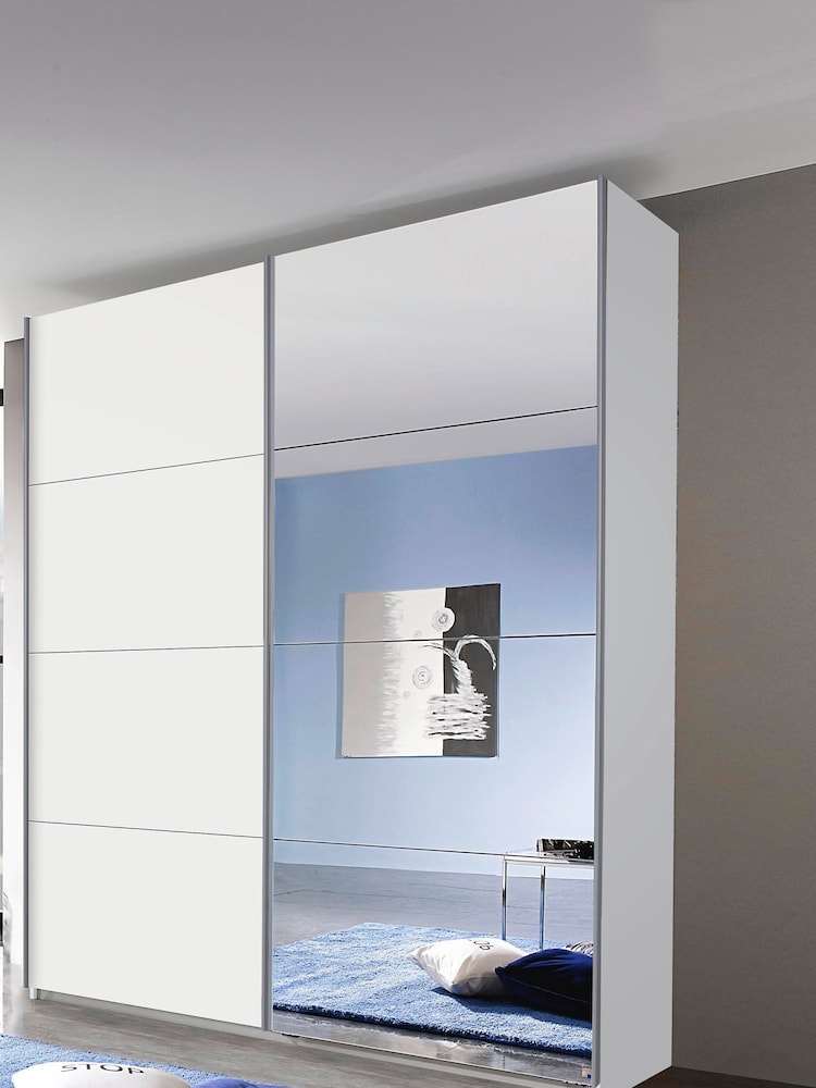 Rauch White Cameron Wood and Mirror Sliding Semi 1.8m Sliding Fitted Wardrobe - Image 1 of 4