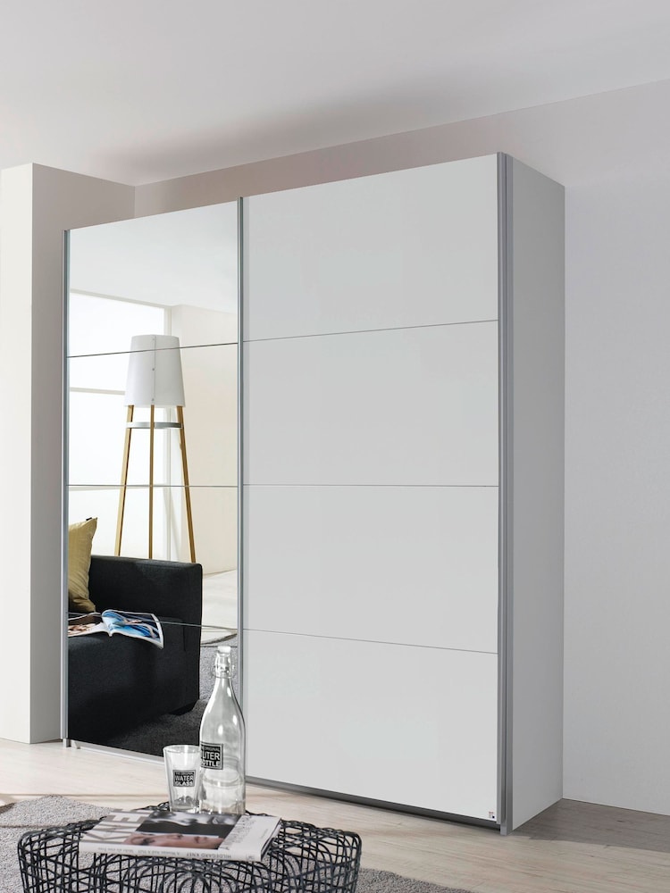 Rauch White Cameron Wood and Mirror Sliding Semi 1.8m Sliding Fitted Wardrobe - Image 2 of 4