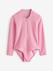 Lilac Purple Long Sleeve Textured Swimsuit (3mths-16yrs) - Image 4 of 6