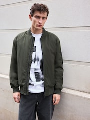 Khaki Green Quilted MA1 Bomber Jacket - Image 1 of 10