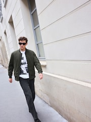 Khaki Green Quilted MA1 Bomber Jacket - Image 2 of 10