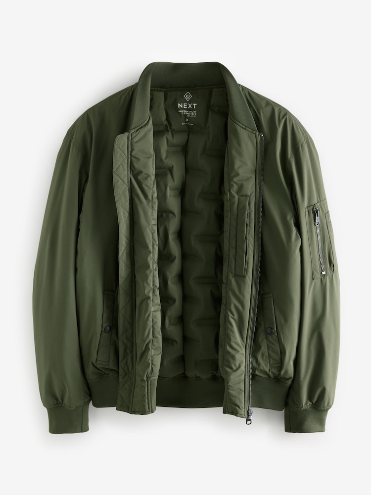 Khaki Green Quilted MA1 Bomber Jacket