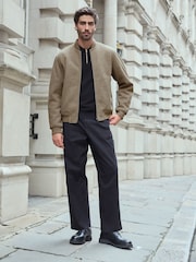 Neutrale Farbe - Bomberjacke mit Teddyfutter in Wolloptik - Bild 2 von 13