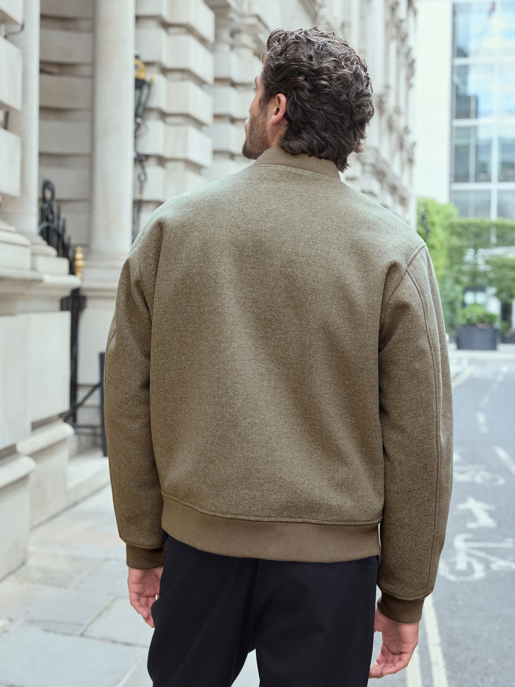 Buy Neutral Wool Look Borg Lined Bomber Jacket from Next USA