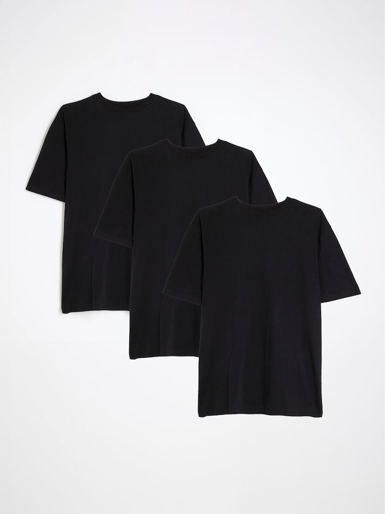 River Island Black Regular Fit T-Shirts 3 Pack - Image 1 of 6