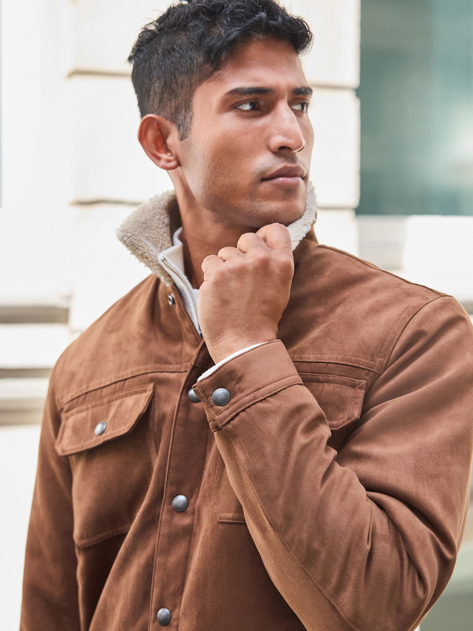 Suede borg collar jacket 2025