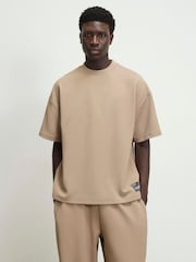River Island Natural Oversized Waffle T-Shirt - Image 1 of 4
