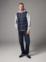 Blue/Grey Jersey Sleeve Hybrid Puffer Jacket - Image 2 of 11