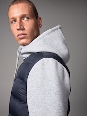 Blue/Grey Jersey Sleeve Hybrid Puffer Jacket - Image 4 of 11