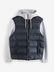 Blue/Grey Jersey Sleeve Hybrid Puffer Jacket - Image 7 of 11