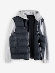 Blue/Grey Jersey Sleeve Hybrid Puffer Jacket - Image 8 of 11