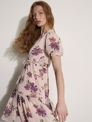 Rosa - Apricot Floral Rose Chiffon Mini Dress - Imagen 2 de 4
