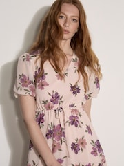 Rosa - Apricot Floral Rose Chiffon Mini Dress - Imagen 3 de 4