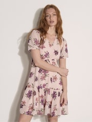 Rosa - Apricot Floral Rose Chiffon Mini Dress - Imagen 4 de 4