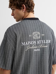 River Island Oversized Boxy Fit Stripe Maison T-Shirt - Bilde 2 av 4