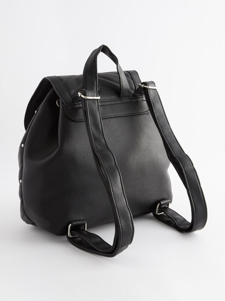 Black Quilted Stud Front Backpack - Image 3 of 8