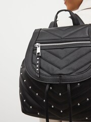 Black Quilted Stud Front Backpack - Image 4 of 8