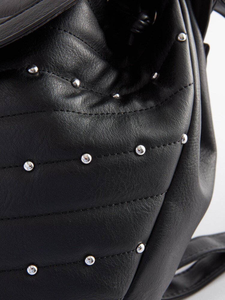 Black Quilted Stud Front Backpack - Image 5 of 8
