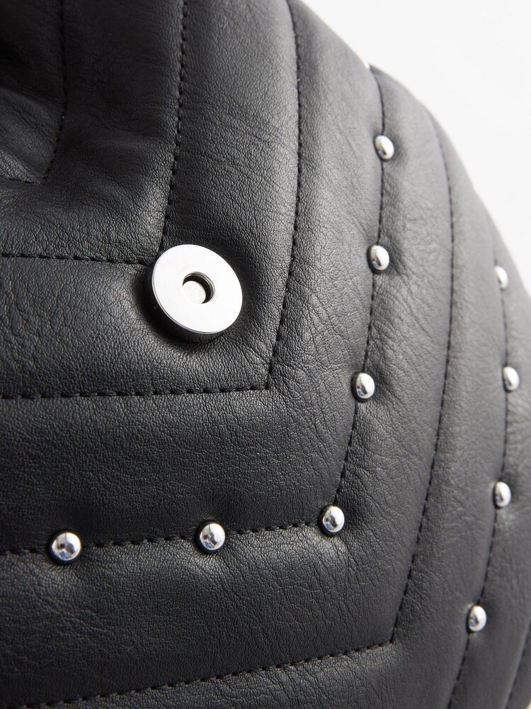 Black Quilted Stud Front Backpack - Image 7 of 8