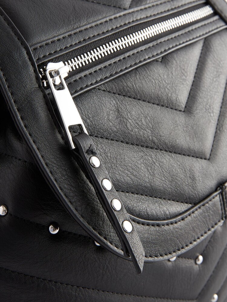 Black Quilted Stud Front Backpack - Image 8 of 8