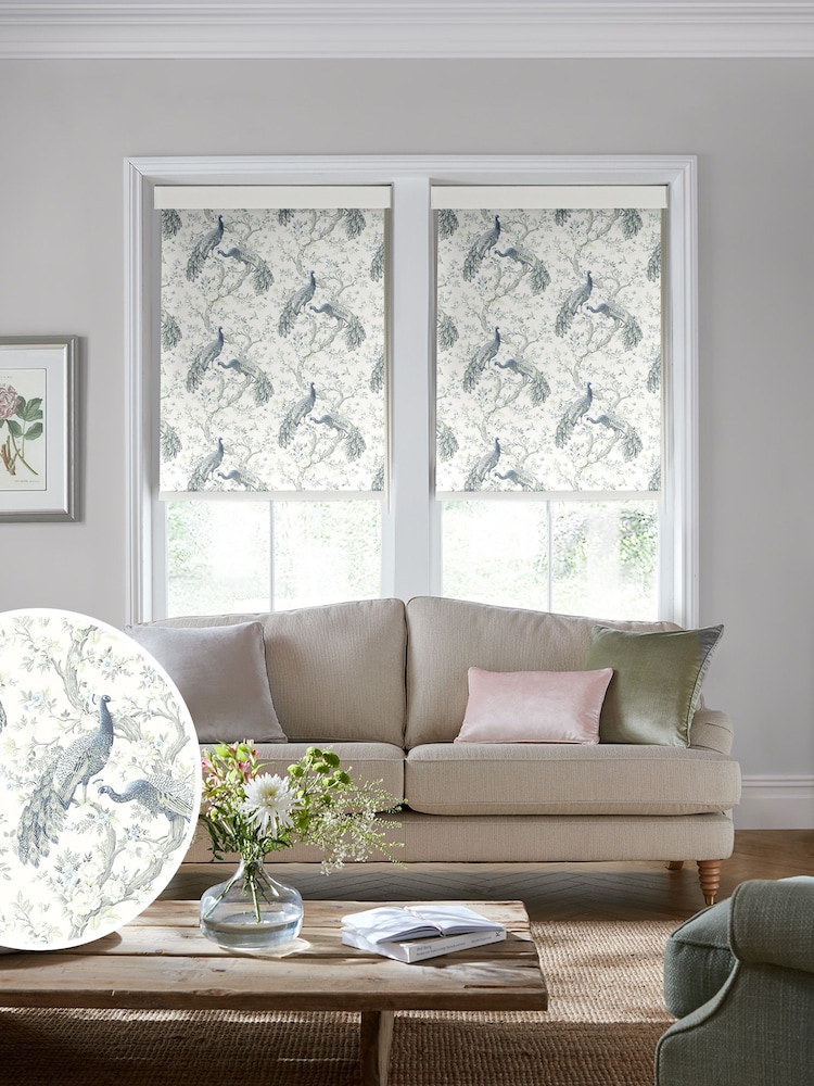 Laura Ashley Blue Belvedere Midnight Made to Measure Roller Blind - Image 1 of 6