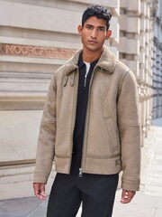 Neutral Faux Shearling Jacket - Image 1 of 1
